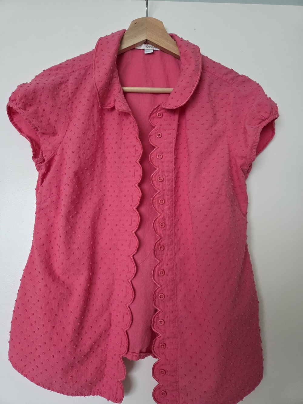 Boden Pink Textured Scallop-Front Top